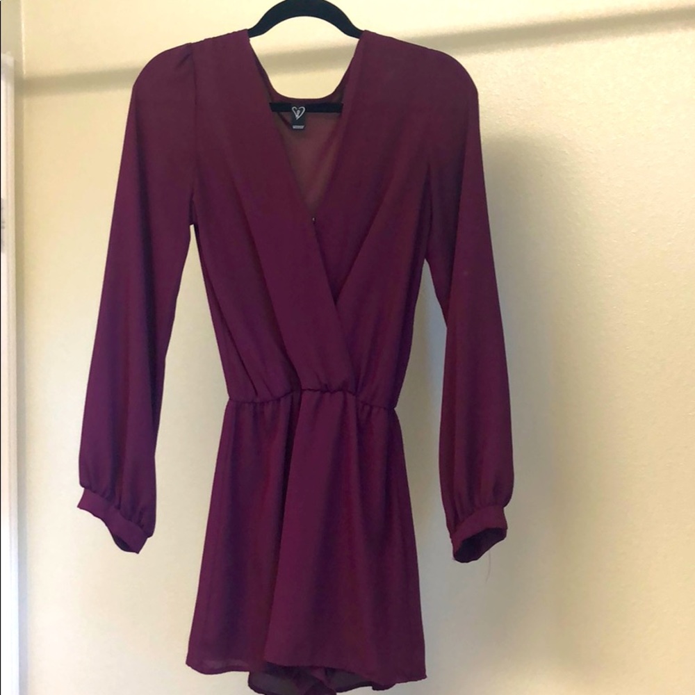 Maroon long sleeve romper